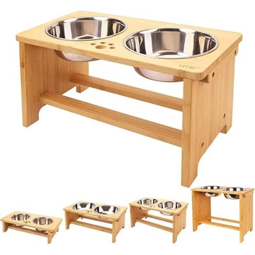 Elevated Dog Bowls,Raised Dog Bowl Stand with 2 Stainless Steel Bowls
